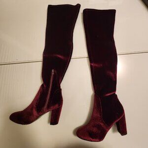 LFL by Lust for Life Burgundy Velvet Heeled Boot
